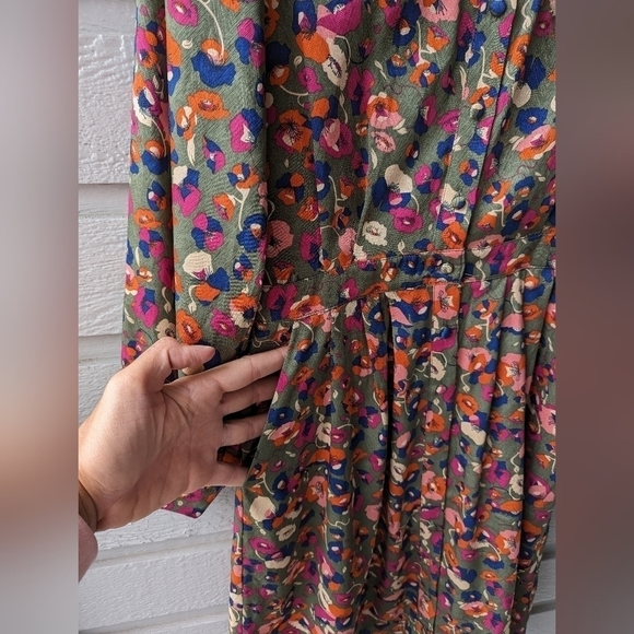 FRNCH Frida Multi Floral Pattern Satin Long Sleeve Shirt Dress Women's Size XS - Picture 6 of 6
